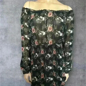 Falling Flower women’s maxi floral long sleeve chic dress size S